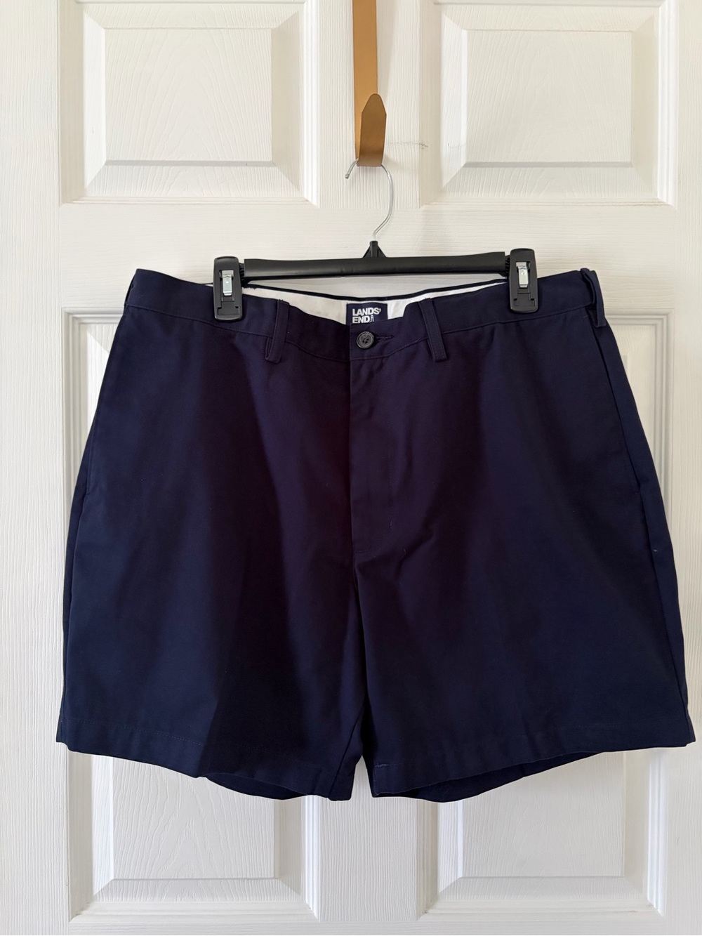 Lands' End Men's Navy Flat-Front Casual Shorts